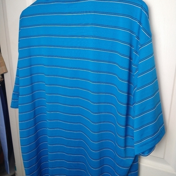 Pga tour airflux men's blue black white striped polo shirt. Size 2X - Picture 10 of 10
